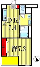 TREES2 1DKの間取図画像