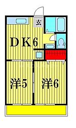 コトークリスタル 2DKの間取図画像