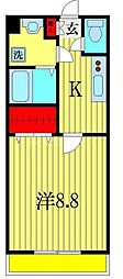 サンセール 1Kの間取図画像