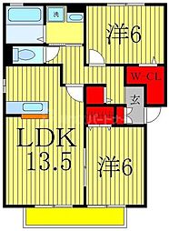 リビングタウン大金平A 2LDKの間取図画像