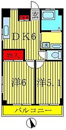 パールマンション 2DKの間取図画像