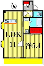 サンセットヒルズ壱番館 1LDKの間取図画像