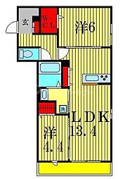 クロノス 2LDKの間取図画像