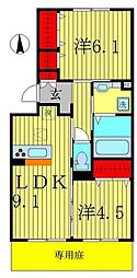 シャルート 2LDKの間取図画像