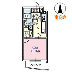 ヒルポート 1Kの間取図画像