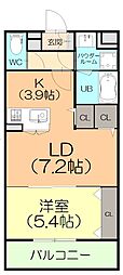 (仮)北区道場町マンション 1LDKの間取図画像