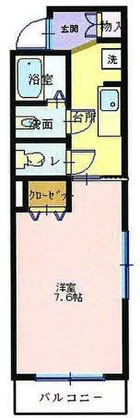 フォルトゥーナ ｜埼玉県所沢市榎町(賃貸マンション1K・2階・25.67㎡)の写真 その2