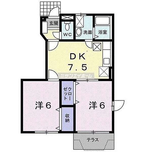 ビュープレジオI ｜埼玉県入間市牛沢町(賃貸アパート2DK・1階・44.34㎡)の写真 その2