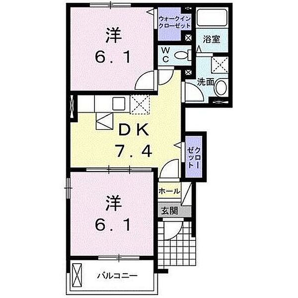 メゾンフラン ｜東京都清瀬市中清戸５丁目(賃貸アパート2DK・1階・44.75㎡)の写真 その2