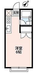 新狭山・ユアーズ92E棟 ワンルームの間取図画像