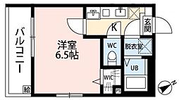 プレジール小手指 1Kの間取図画像