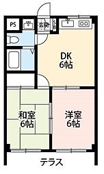 美原ハイム 2DKの間取図画像