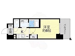 エスリード大阪プライムゲート 1Kの間取図画像