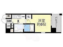 エスリード新北野 1Kの間取図画像