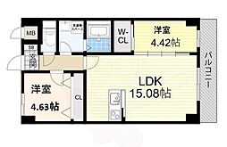 豊中市三和町1丁目マンション 2LDKの間取図画像