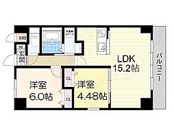 豊中市三和町1丁目マンション 2LDKの間取図画像