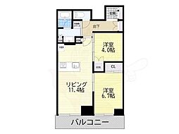 ジオタワー大阪十三 2LDKの間取図画像