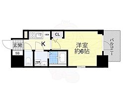 エスリードレジデンス大阪ウエストコート 1Kの間取図画像