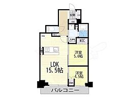 ジオタワー大阪十三 2LDKの間取図画像