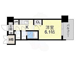 プレサン神崎川FINEBLESS 1Kの間取図画像