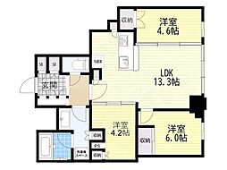 ジオタワー大阪十三 3LDKの間取図画像