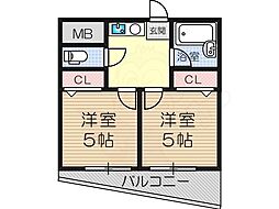 木川東エクセルハイツ 2Kの間取図画像