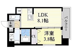 エステート御幣島 1LDKの間取図画像