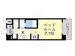 OrchidResidence塚本 1Kの間取図画像