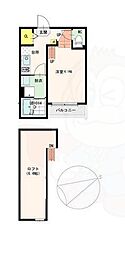 HR千舟 1Kの間取図画像