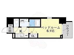 エスリードレジデンス大阪グランノース1 1Kの間取図画像