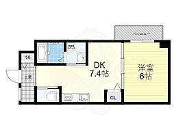 Mv.imp大阪塚本 1DKの間取図画像