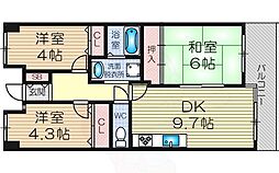 ライオンズマンション新大阪第6 3DKの間取図画像