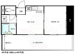 ハイムタイヨー 1DKの間取図画像