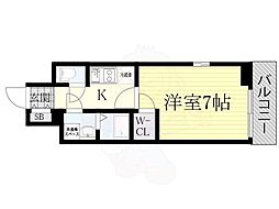 プランドール新大阪ノースレジデンス 1Kの間取図画像
