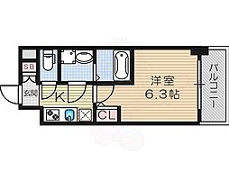 エスリード新北野グランリンク 1Kの間取図画像