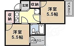 アメニティー新大阪五番館 2Kの間取図画像