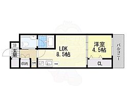 LaCASA新北野 1LDKの間取図画像