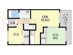 メゾンドプルメリア 2LDKの間取図画像