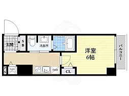 セオリー大阪フルール 1Kの間取図画像