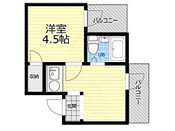 アメニティー新大阪四番館 1DKの間取図画像