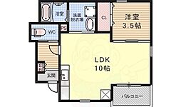 ヴィラノール加島2 1LDKの間取図画像