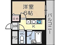 木川東エクセルハイツ 1Kの間取図画像