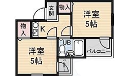 アメニティー新大阪四番館 2Kの間取図画像
