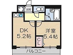 木川東エクセルハイツ 1DKの間取図画像