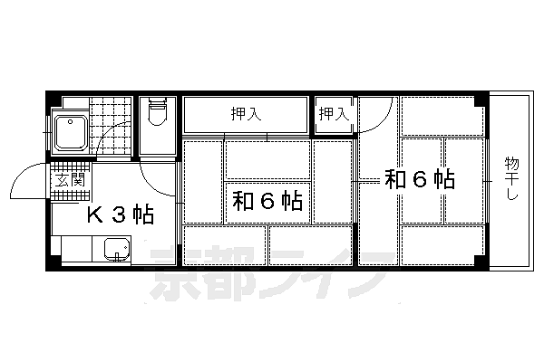 京都府京都市伏見区淀下津町(賃貸アパート2K・2階・30.66㎡)の写真 その2