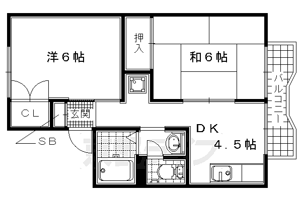 京都府京都市伏見区桃山町養斉(賃貸アパート2DK・2階・34.20㎡)の写真 その2