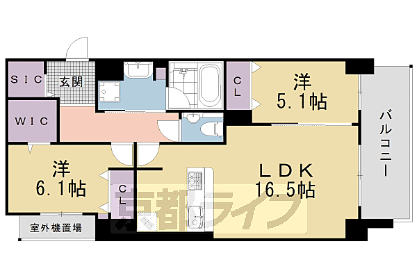 ＱＵＡＬＩＯＲ京都東山 203｜京都府京都市東山区三条通白川橋東入五軒町(賃貸マンション1SLDK・2階・70.40㎡)の写真 その2