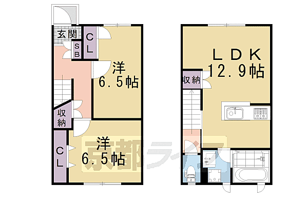 京都府京都市伏見区舞台町(賃貸テラスハウス2LDK・--・63.34㎡)の写真 その2