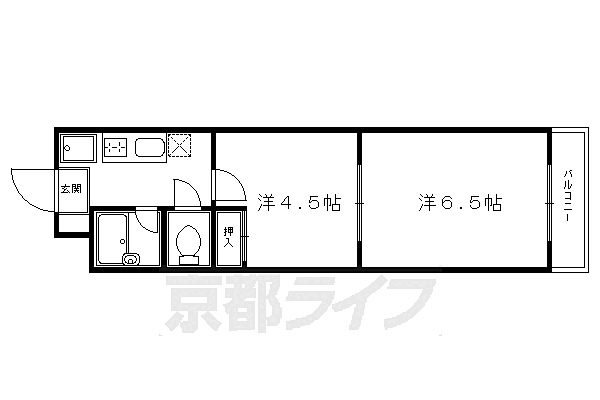 エレガンス東寺 305｜京都府京都市南区西九条豊田町(賃貸マンション2K・3階・27.54㎡)の写真 その2