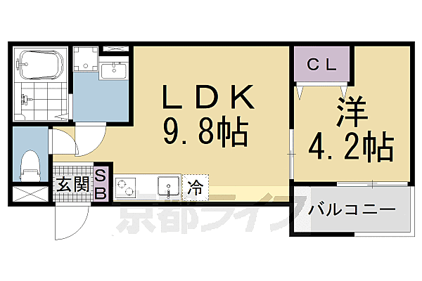 京都府京都市山科区西野今屋敷町(賃貸アパート1LDK・2階・31.31㎡)の写真 その2